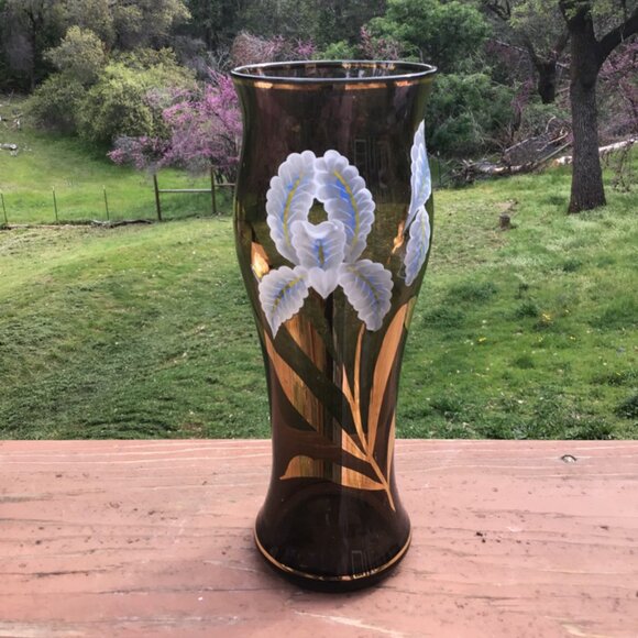 Vintage Decor Accents Rare Legras Montjoie St Denis Blown Enameled Iris 90s Vase Poshmark